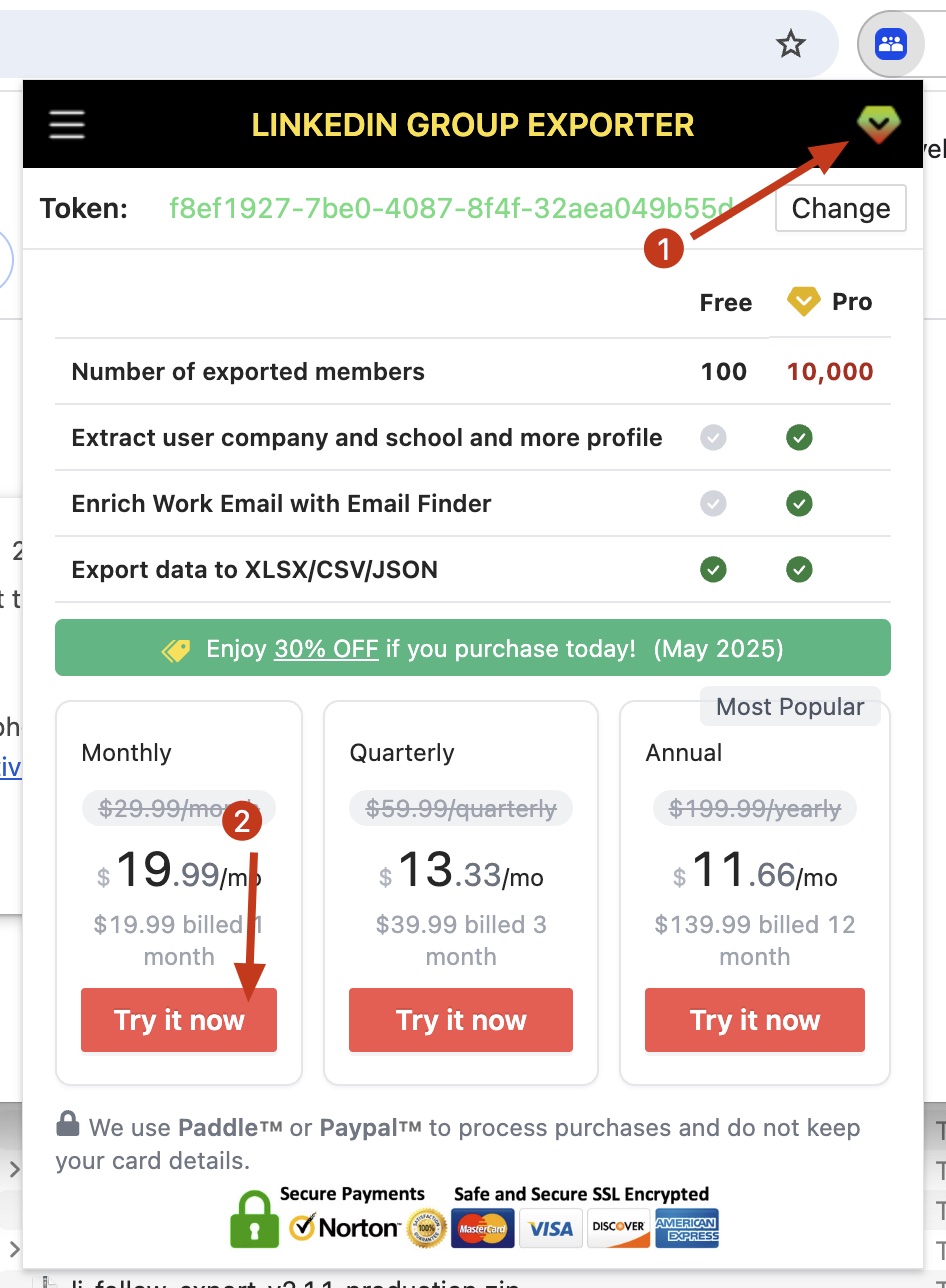 LinkedIn Group Exporter chrome extension subscribe pro
